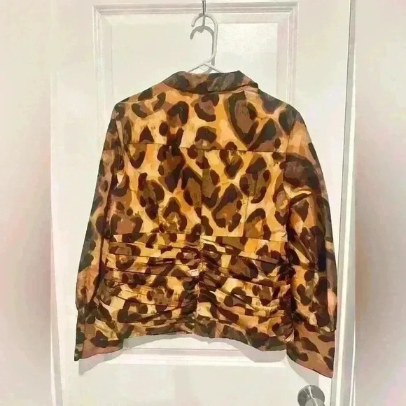 WD.NY Brown Black Animal Print Button Front Shirt Jacket Women's Size 14 - Picture 4 of 4